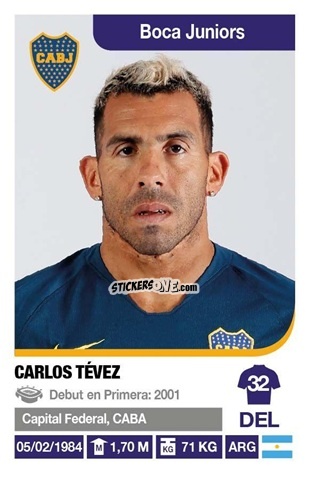 Cromo Carlos Tevez - Fùtbol Argentino 2018-2019 n. 91 - Panini