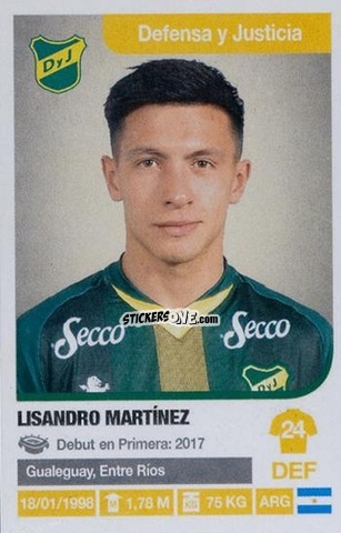 Cromo Lisandro Martínez - Fùtbol Argentino 2018-2019 n. 112 - Panini