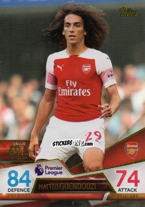 Figurina Matteo Guendouzi - English Premier League 2018-2019. Match Attax Ultimate n. 7 - Topps