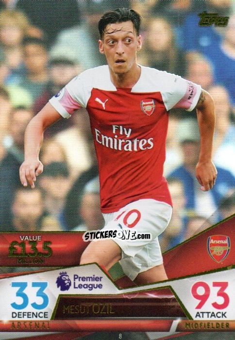 Sticker Mesut Ozil - English Premier League 2018-2019. Match Attax Ultimate n. 8 - Topps