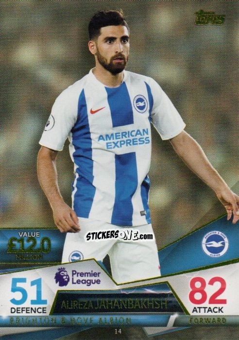 Cromo Alireza Jahanbakhsh - English Premier League 2018-2019. Match Attax Ultimate n. 14 - Topps