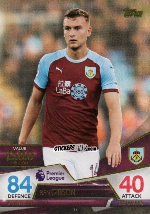 Cromo Ben Gibson - English Premier League 2018-2019. Match Attax Ultimate n. 17 - Topps