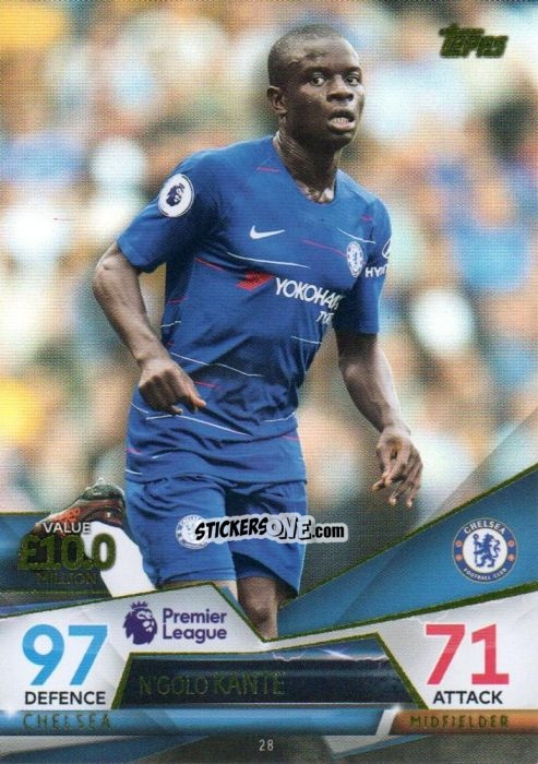 Figurina N'Golo Kante - English Premier League 2018-2019. Match Attax Ultimate n. 28 - Topps