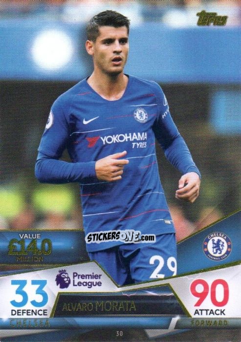 Figurina Alvaro Morata - English Premier League 2018-2019. Match Attax Ultimate n. 30 - Topps