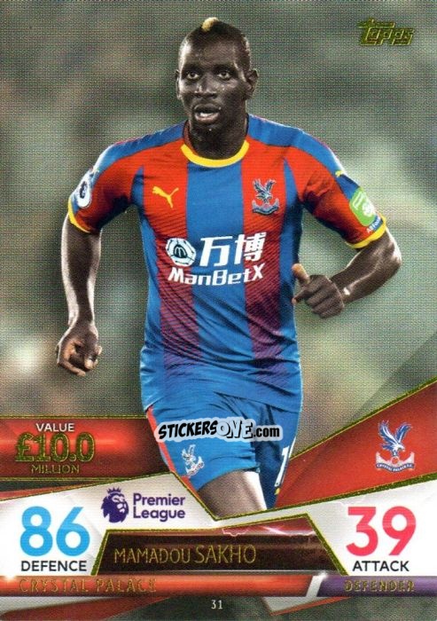 Cromo Mamadou Sakho - English Premier League 2018-2019. Match Attax Ultimate n. 31 - Topps
