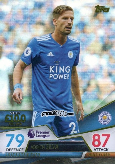 Sticker Adrien Silva - English Premier League 2018-2019. Match Attax Ultimate n. 53 - Topps