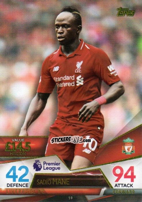 Cromo Sadio Mane - English Premier League 2018-2019. Match Attax Ultimate n. 59 - Topps