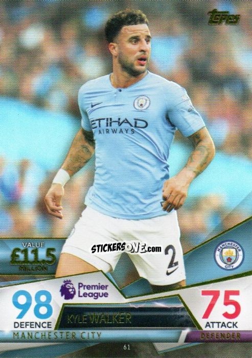 Sticker Kyle Walker - English Premier League 2018-2019. Match Attax Ultimate n. 61 - Topps