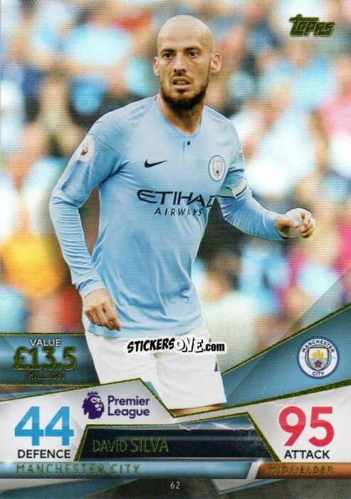 Cromo David Silva - English Premier League 2018-2019. Match Attax Ultimate n. 62 - Topps