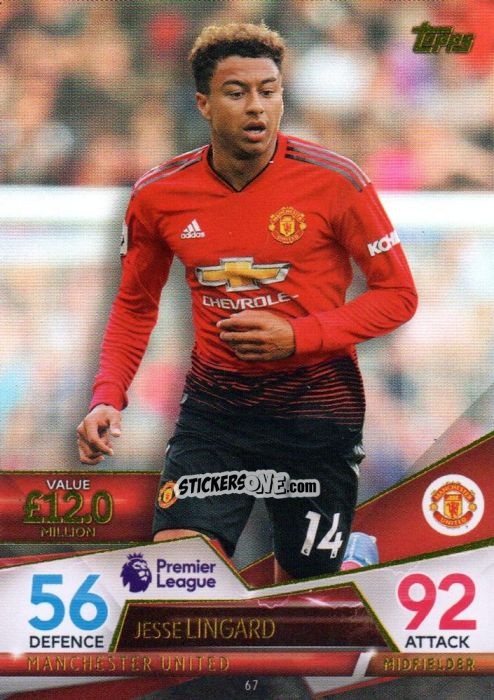 Figurina Jesse Lingard - English Premier League 2018-2019. Match Attax Ultimate n. 67 - Topps