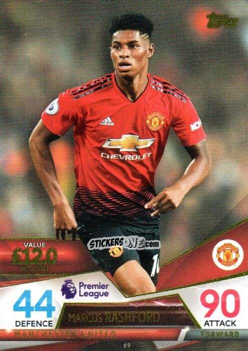 Sticker Marcus Rashford - English Premier League 2018-2019. Match Attax Ultimate n. 69 - Topps