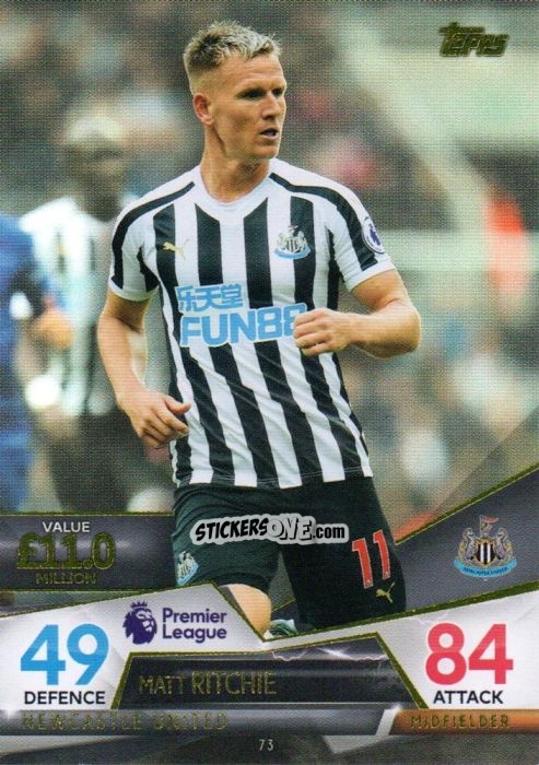 Figurina Matt Ritchie - English Premier League 2018-2019. Match Attax Ultimate n. 73 - Topps