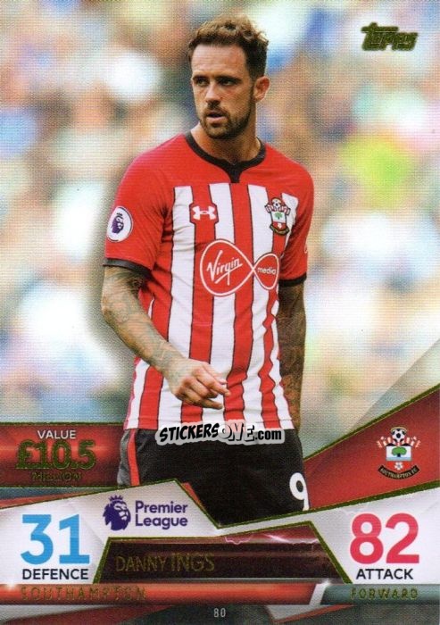 Sticker Danny Ings - English Premier League 2018-2019. Match Attax Ultimate n. 80 - Topps