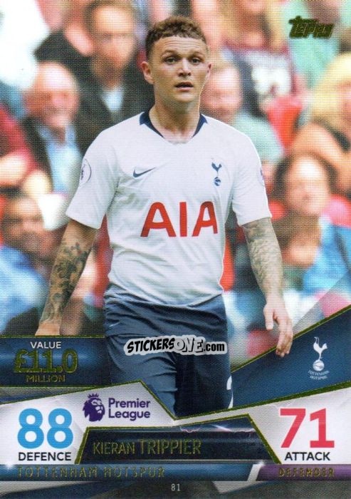 Figurina Kieran Trippier - English Premier League 2018-2019. Match Attax Ultimate n. 81 - Topps