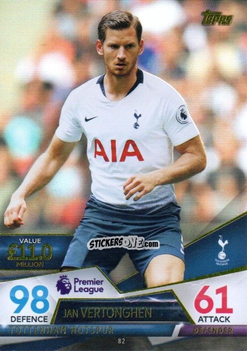 Cromo Jan Vertonghen - English Premier League 2018-2019. Match Attax Ultimate n. 82 - Topps