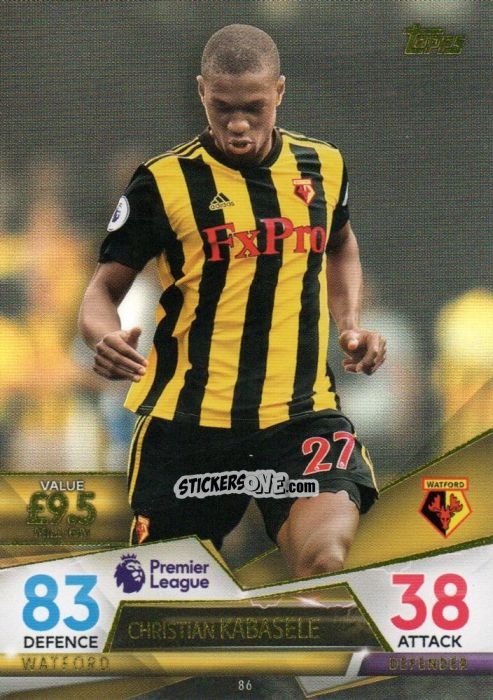 Cromo Christian Kabasele - English Premier League 2018-2019. Match Attax Ultimate n. 86 - Topps