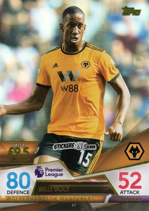 Sticker Willy Boly - English Premier League 2018-2019. Match Attax Ultimate n. 97 - Topps