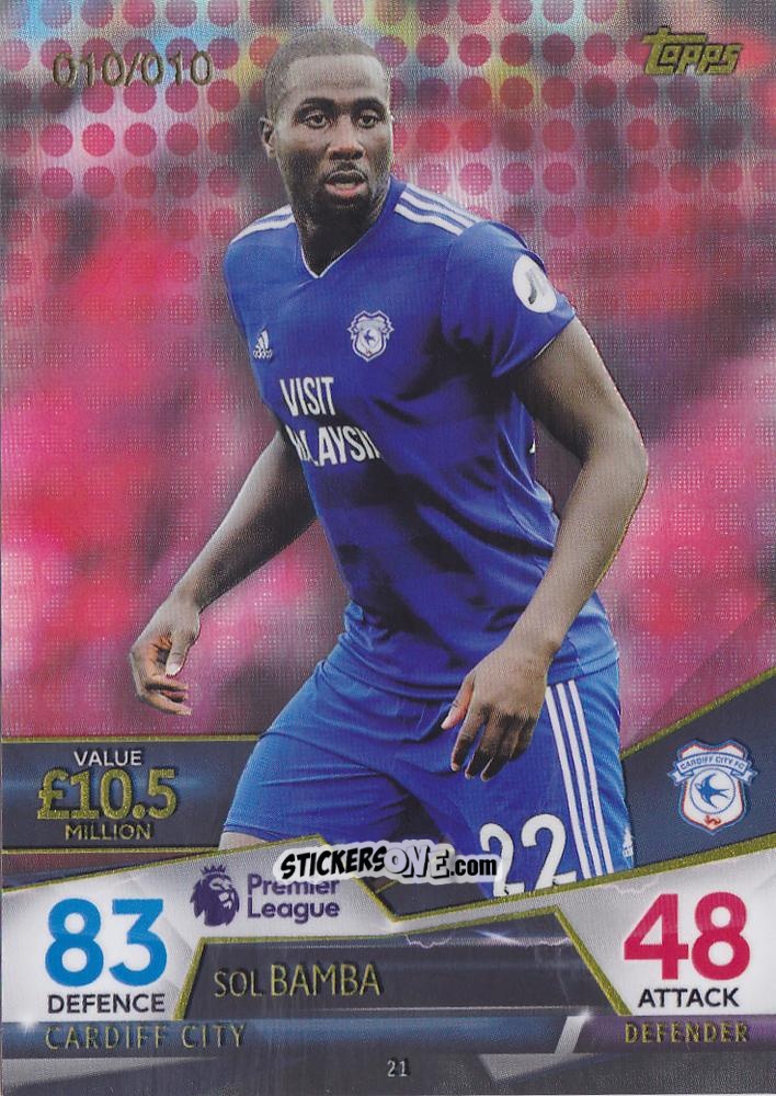 Sticker Sol Bamba - English Premier League 2018-2019. Match Attax Ultimate n. 21r - Topps