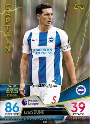 Cromo Lewis Dunk - English Premier League 2018-2019. Match Attax Ultimate n. 103 - Topps