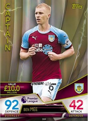 Cromo Ben Mee - English Premier League 2018-2019. Match Attax Ultimate n. 104 - Topps