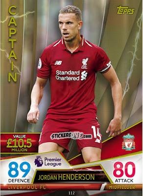 Sticker Jordan Henderson - English Premier League 2018-2019. Match Attax Ultimate n. 112 - Topps