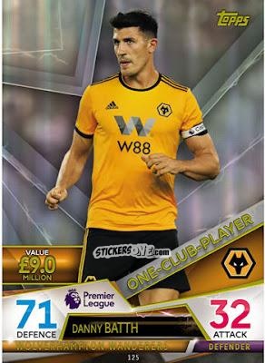 Sticker Danny Batth - English Premier League 2018-2019. Match Attax Ultimate n. 125 - Topps
