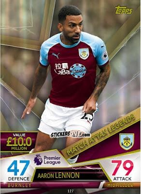 Figurina Aaron Lennon - English Premier League 2018-2019. Match Attax Ultimate n. 127 - Topps