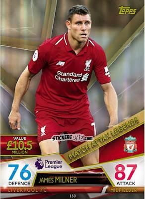 Cromo James Milner - English Premier League 2018-2019. Match Attax Ultimate n. 130 - Topps