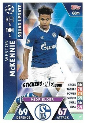 Cromo Weston McKennie - UEFA Champions League 2018-2019. Match Attax. Road to Madrid 19 n. 20 - Topps