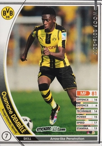 Figurina Ousmane Dembele - Sega World Club Champion Football 2016-2017 n. A033 - Panini