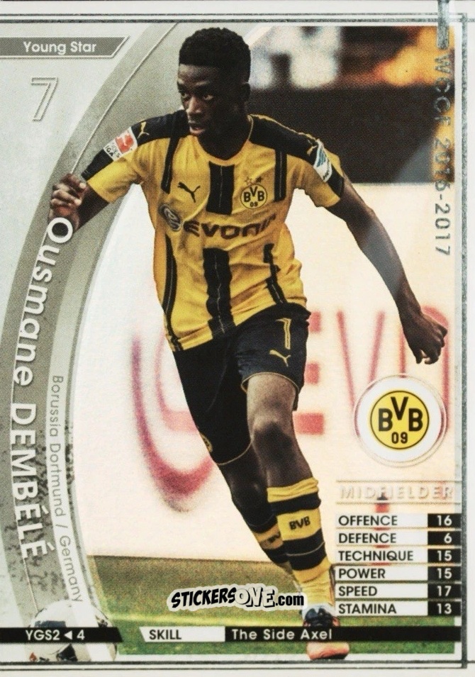 Figurina Ousmane Dembele - Sega World Club Champion Football 2016-2017 n. YGS2 - Panini