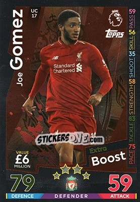 Cromo Joe Gomez - English Premier League 2018-2019. Match Attax Extra n. UC17 - Topps