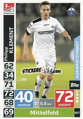 Cromo Philipp Klement - German Fussball Bundesliga 2018-2019. Match Attax Extra n. 667 - Topps