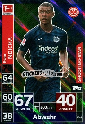 Sticker Evan Ndicka - German Fussball Bundesliga 2018-2019. Match Attax Extra n. 683 - Topps