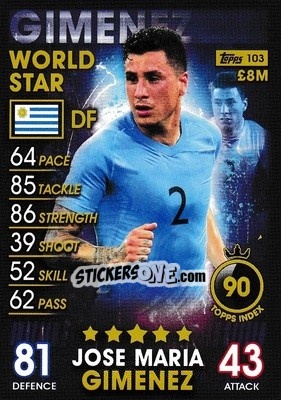 Cromo Jose Maria Gimenez - Match Attax 101. Season 2018-2019 n. 103 - Topps