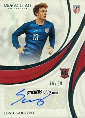 Figurina Josh Sargent - Immaculate Soccer 2018-2019 n. RA-JSA - Panini