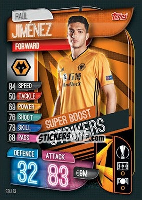 Figurina Raúl Jiménez - UEFA Champions League 2019-2020. Match Attax. UK Edition n. SBU13 - Topps