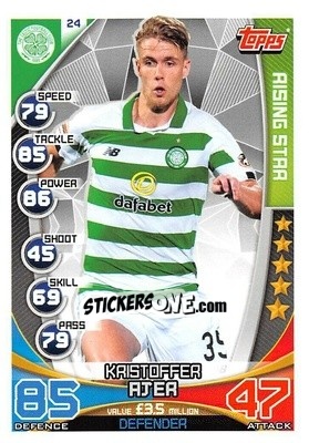 Cromo Kristoffer Ajer - SPFL 2019-2020. Match Attax n. 24 - Topps