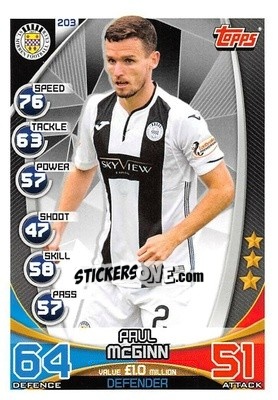 Cromo Paul McGinn - SPFL 2019-2020. Match Attax n. 203 - Topps