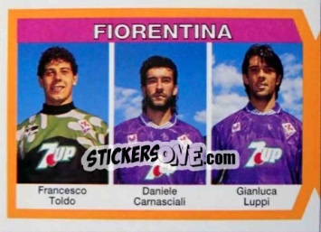 Sticker Francesco Toldo / Daniele Carnasciali / Gianluca Luppi - Calcio Flash 1994 n. 353 - Euroflash