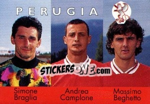 Sticker Simone Braglia / Andrea Camplone / Massimo Beghetto - Calcio Flash 1996 n. 369 - Euroflash