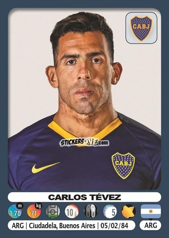Cromo Carlos Tevez - Fùtbol Argentino 2019-2020 n. 114 - Panini