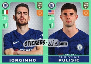 Figurina Jorginho / Christian Pulisic - FIFA 365 2020. 448 stickers version n. 21 - Panini