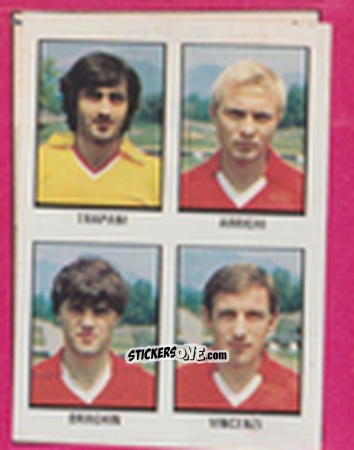 Sticker Antonino Trapani / Massimo Arrighi / Maurizio Braghin / Giuliano Vincenzi - Calcio Flash 1981 n. 295 - Edizioni Flash