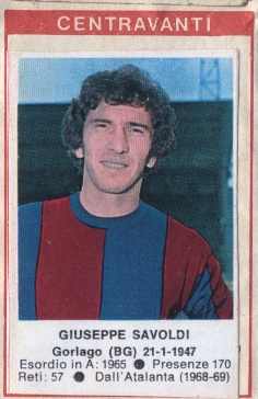 Cromo Giuseppe Savoldi - Calciatori 1972-1973 n. 27 - Edis