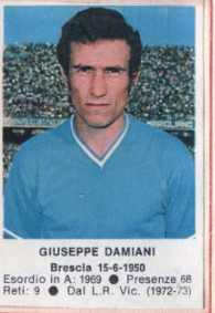 Cromo Giuseppe Damiani - Calciatori 1972-1973 n. 156 - Edis