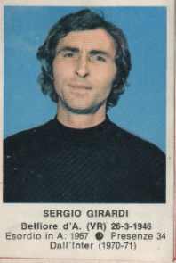 Cromo Sergio Girardi - Calciatori 1972-1973 n. 162 - Edis