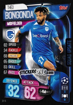 Figurina Théo Bongonda - UEFA Champions League 2019-2020. Match Attax Extra. UK Edition n. SU45 - Topps