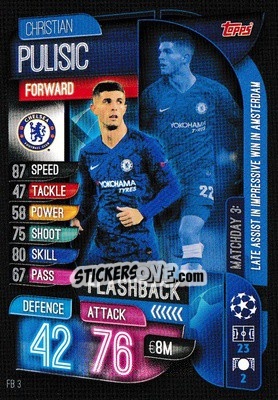 Cromo Christian Pulisic - UEFA Champions League 2019-2020. Match Attax Extra. UK Edition n. FB3 - Topps