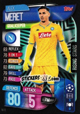 Cromo Alex Meret - UEFA Champions League 2019-2020. Match Attax Extra. UK Edition n. RS12 - Topps